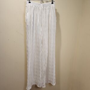 Mi Ami For Francesca's  White Pleated Wide-Leg Velour Elastic Waisted  Pants S